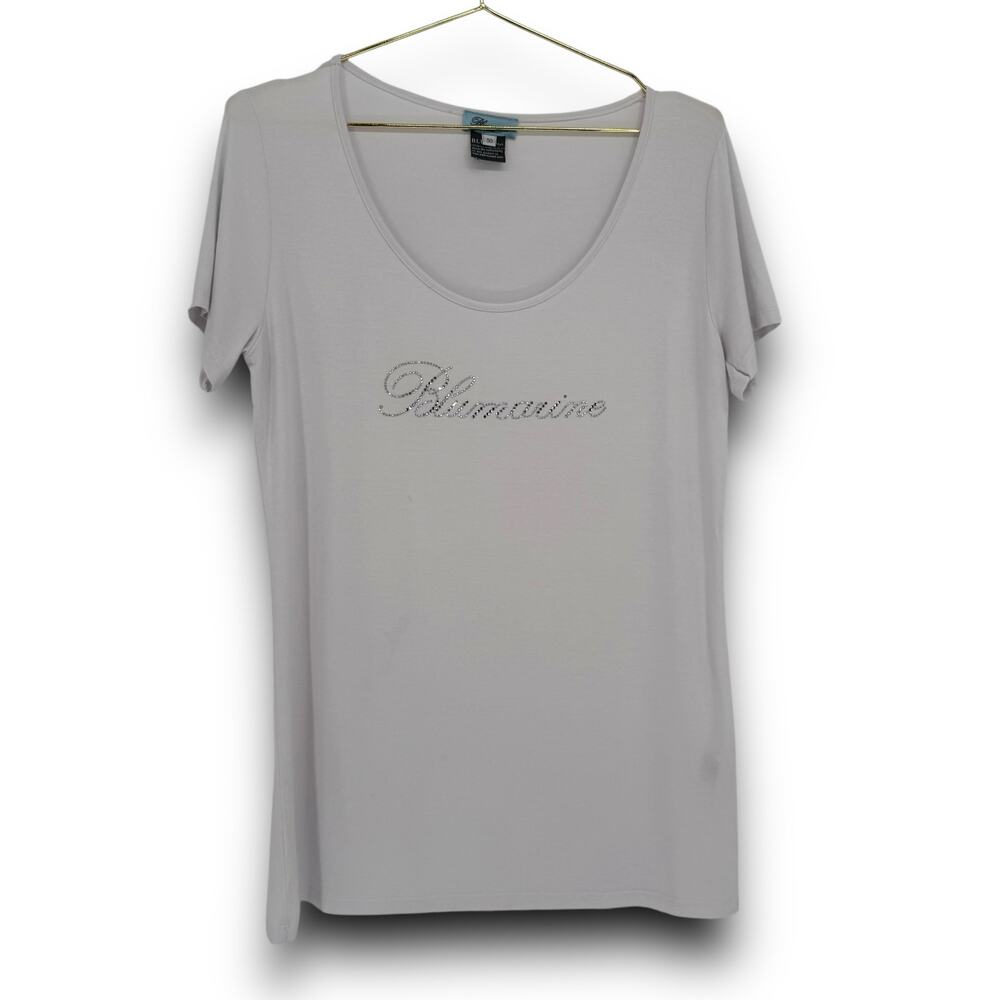 Blumarine White Crystal Rhinestone Cut Logo T Shirt, Size 50 (XL)